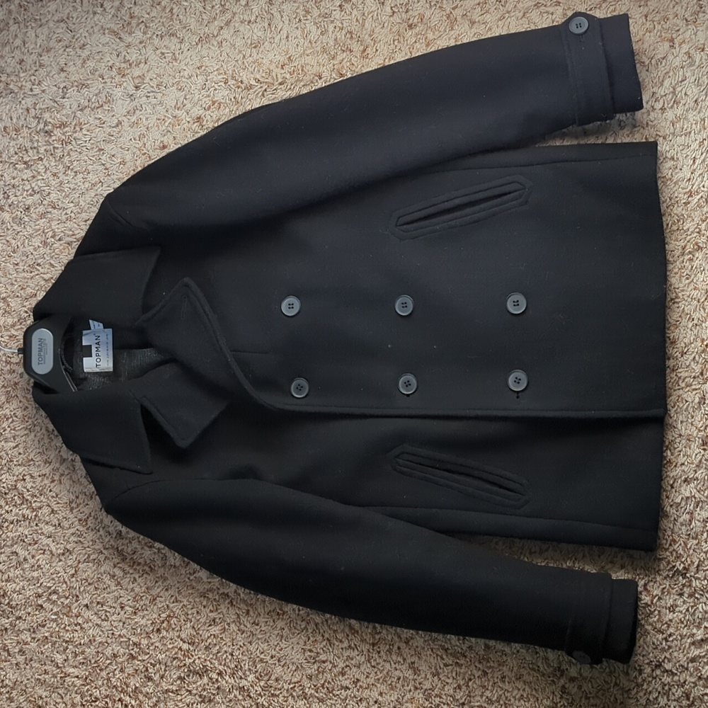 Topman Peacoat in black - XS